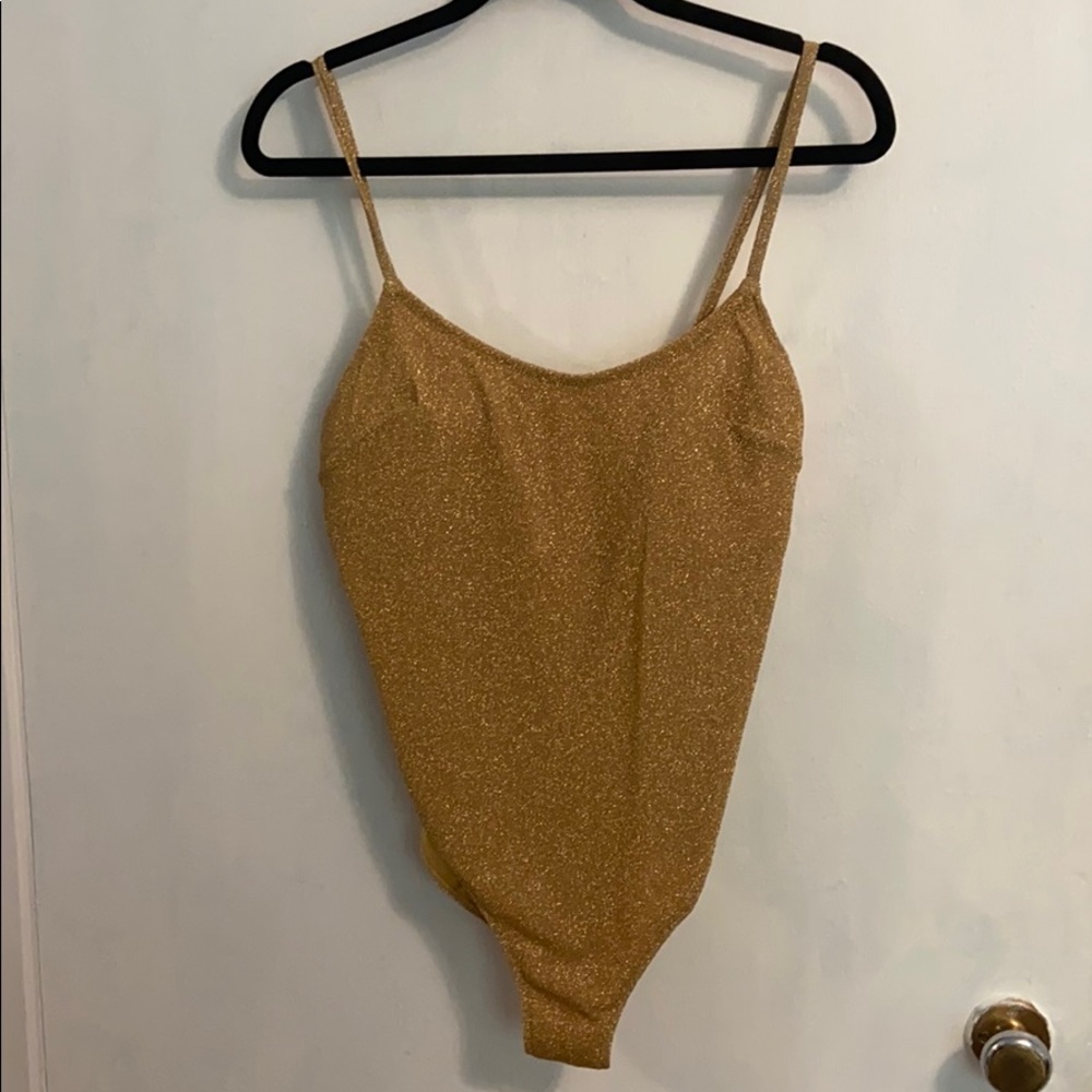 H&M WOMEN’S SPARKLY GOLD BODYSUIT